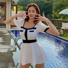 Load image into Gallery viewer, One Piece Swimsuit Short Sleeve Swimwear 2022 Summer Bathers Trikini Beachwear Push Up Padded Monokini Swim Bodysuit