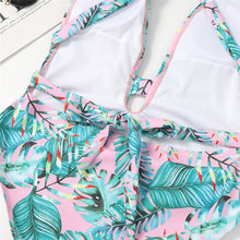 Load image into Gallery viewer, One Piece Swimsuit V-neck Color Matching Bandage Bow Backless Strapless Printing Summer Swimsuit Sports