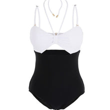 Load image into Gallery viewer, One Piece Swimsuit Women Cut Out Swimwear Halter Monokini Backless Swim Suit Padded Bathing Suit Korea Swimwear