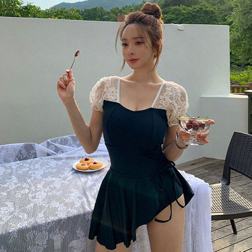 One Piece Swimwear Ruffle Swimwear Short Sleeve Swimsuit Summer Bathing Suit sexy Monokini Summer Beachwear Korea Style