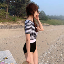 Load image into Gallery viewer, One Piece Swimwear Women High Waist Swimwear Plaid Swimsuit Backless Bathing Suit Sexy Monokini Summer Beachwear 2020 ForAsian