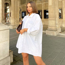 Load image into Gallery viewer, Oversize Shirts White Button Up Shirt Blouse Loose Long Sleeve Tunic Office Tops Casual Women Top Autumn Cotton Mujer Streetwear