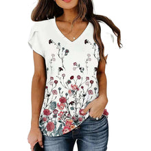 Load image into Gallery viewer, Oversize Women T Shirt Summer Short Sleeve V-Neck Casual Streetwear Tops Plus Size Ladies 3D Floral Printed Tee 2021