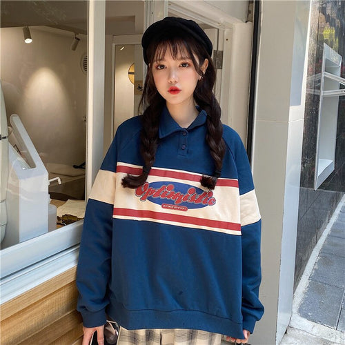 Oversized Hoodies cute Harajuku Streetwear Chic Letter Print Hoodies Women Autumn Long Sleeve Hoodies lim fit casual hoodie