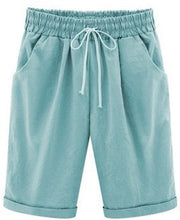 Load image into Gallery viewer, Oversized Women Summer Cotton linen Shorts Casual Ladies Drawstring Elastic Loose Short Trousers Plus Size S-8XL WDC2019