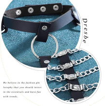 Load image into Gallery viewer, PU Leather Harness Goth Punk Bra Chains Chains Bondage Halterneck Beach Collar Gothic Waist Shoulder Body Necklace for Women