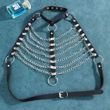 Load image into Gallery viewer, PU Leather Harness Goth Punk Bra Chains Chains Bondage Halterneck Beach Collar Gothic Waist Shoulder Body Necklace for Women