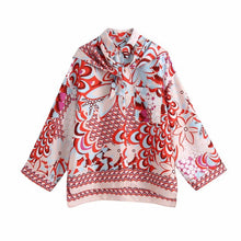 Load image into Gallery viewer, PUWD Elegant Woman Red Print Shirt Suits 2021 Spring Fashion Ladies Indie Folk Suits Ladies Vinatge Beach Suits