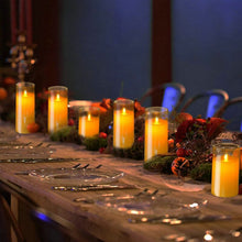Load image into Gallery viewer, Pack of 3 Amber Glass LED Flameless Pillar Candles Flickering w/Remote&amp;Timer Battery Operated Wedding Home Festival Decoration