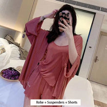 Load image into Gallery viewer, Pajama Set Woman 3 Pieces Sexy Suspenders Loose Shorts Sleepwear Women&#39;S Spring And Summer  New Japanese Long-Sleeve Nightgown
