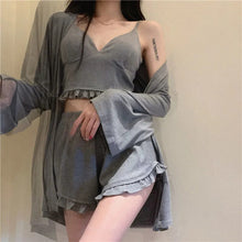 Load image into Gallery viewer, Pajama Set Woman 3 Pieces Sexy Suspenders Loose Shorts Sleepwear Women&#39;S Spring And Summer  New Japanese Long-Sleeve Nightgown