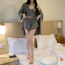 Load image into Gallery viewer, Pajama Set Woman 3 Pieces Sexy Suspenders Loose Shorts Sleepwear Women&#39;S Spring And Summer  New Japanese Long-Sleeve Nightgown