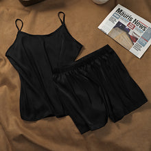 Load image into Gallery viewer, Pajama Set Women Pajamas Sleep Tops Sexy Pjs Plus Size Lingere Lounge Wear Two Piece Set Summer Silk Sleepwear Set Silk Pajamas