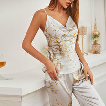 Load image into Gallery viewer, Pajama Sets Women Pajamas for Women Two Piece Set Summer Sleepwear Silk Sleepwear Set Printing Nightwear Home Clothes Nightgown