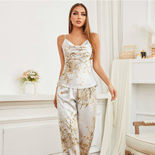 Load image into Gallery viewer, Pajama Sets Women Pajamas for Women Two Piece Set Summer Sleepwear Silk Sleepwear Set Printing Nightwear Home Clothes Nightgown