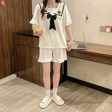 Load image into Gallery viewer, Pajamas Woman Summer Cotton Short-Sleeve Shorts Sweet And Korean Kawaii Nightwear New Home Clothes Woman 2 Piece Set