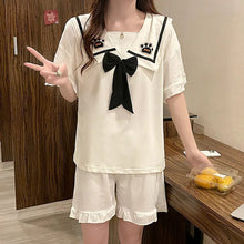 Load image into Gallery viewer, Pajamas Woman Summer Cotton Short-Sleeve Shorts Sweet And Korean Kawaii Nightwear New Home Clothes Woman 2 Piece Set