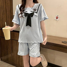 Load image into Gallery viewer, Pajamas Woman Summer Cotton Short-Sleeve Shorts Sweet And Korean Kawaii Nightwear New Home Clothes Woman 2 Piece Set