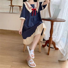 Load image into Gallery viewer, Pajamas Women&#39;S Summer Set Short-Sleeved Suit New Princess Navy Style Sweet Kawaii Student Cartoon Ladies Bow Tie Home Clothes