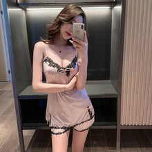 Load image into Gallery viewer, Pajamas Women&#39;S Summer Silk Pajamas Sling Thin Section Sexy Charming Shorts Women&#39;S 2 Piece Set Summer Home Clothes