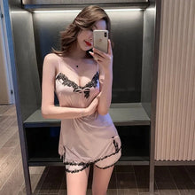 Load image into Gallery viewer, Pajamas Women&#39;S Summer Silk Pajamas Sling Thin Section Sexy Charming Shorts Women&#39;S 2 Piece Set Summer Home Clothes