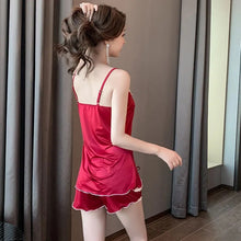 Load image into Gallery viewer, Pajamas Women&#39;S Summer Silk Pajamas Sling Thin Section Sexy Charming Shorts Women&#39;S 2 Piece Set Summer Home Clothes