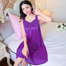 Load image into Gallery viewer, Pajamas Women Summer Nightdress Ice Silk Loose Large Size Silk Thin Sexy Home Service One Size