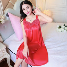 Load image into Gallery viewer, Pajamas Women Summer Nightdress Ice Silk Loose Large Size Silk Thin Sexy Home Service One Size