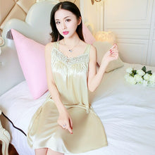 Load image into Gallery viewer, Pajamas Women Summer Nightdress Ice Silk Loose Large Size Silk Thin Sexy Home Service One Size