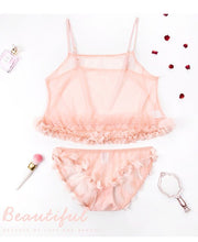 Load image into Gallery viewer, Pajamas for Women French Sleepwear Sling Transparent Sweet Round Neck Lace Flower Pajamas Suit Underwear Set Sexy Lingerie