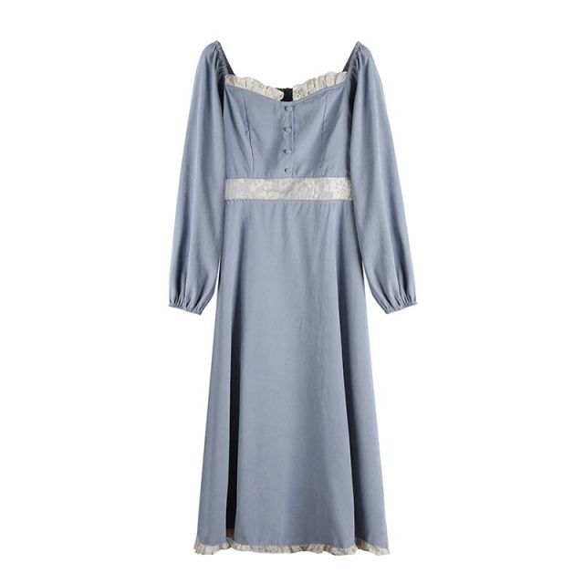 Palace Style French Retro Dress Female Long-sleeved Autumn and Winter 2021 New Style Long Temperament