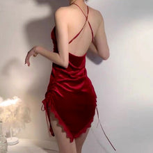 Load image into Gallery viewer, Palace Style Sexy Sleepwear Velvet Beauty Back Strap Nightdress Lace Backless Bandage Night Dress Women Nightgowns Sleep Tops