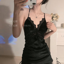 Load image into Gallery viewer, Palace Style Sexy Sleepwear Velvet Beauty Back Strap Nightdress Lace Backless Bandage Night Dress Women Nightgowns Sleep Tops