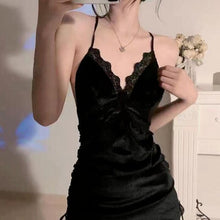 Load image into Gallery viewer, Palace Style Sexy Sleepwear Velvet Beauty Back Strap Nightdress Lace Backless Bandage Night Dress Women Nightgowns Sleep Tops