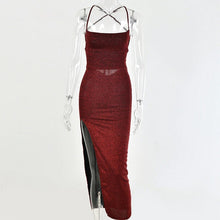Load image into Gallery viewer, Party Dress Women Spaghetti Strap Backless Maxi Dress Bandage High Waist Split Bodycon Robe Elegant Vestidos Female Summer Dress