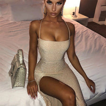 Load image into Gallery viewer, Party Dress Women Spaghetti Strap Backless Maxi Dress Bandage High Waist Split Bodycon Robe Elegant Vestidos Female Summer Dress