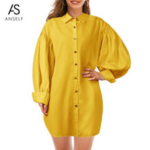 Load image into Gallery viewer, Party Long Oversized Shirt Dress Beach Vestido Women Plus Size Loose Blouse Shirts Chic Plus Size Puff Sleeves Shirt Dress S-3XL