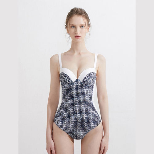 Patchwork One Piece Bathsuit Holiday Beach Swimwear Adjustable Straps Swimsuit Push Up Padded Monokini Trikini Monokini Women