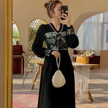 Load image into Gallery viewer, Patchwork Party Dress Women Spring Elegant Designer Lace Midi Dress Female Casual Print French Retro Korean Dress Women 2021 New