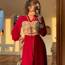 Load image into Gallery viewer, Patchwork Party Dress Women Spring Elegant Designer Lace Midi Dress Female Casual Print French Retro Korean Dress Women 2021 New