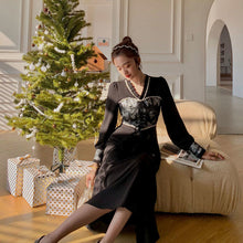 Load image into Gallery viewer, Patchwork Party Dress Women Spring Elegant Designer Lace Midi Dress Female Casual Print French Retro Korean Dress Women 2021 New