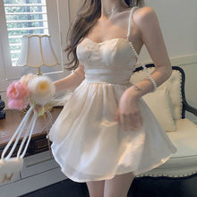 Load image into Gallery viewer, Pearl Strap Slim High Waist Party Mini Dresses Women Summer French Elegant Sexy Backless Solid One Piece Dress Female Vestidos