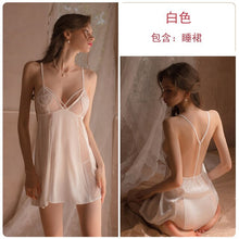 Load image into Gallery viewer, Perspective Hot Backless Temptation Home Wear Clothes Female Sleepwear Lace Love Heart Mesh Women Sexy Sweet Sling Nightdress