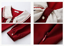 Load image into Gallery viewer, Peter pan Collar Cute Retro Dress Female Kawaii Red Dress 2021 Apring Autumn Sweet One-Piece Dress Vestidos elegantes para mujer