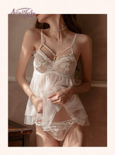 Load image into Gallery viewer, Pijamas Women Sexy Suspender Nightdress Underwear Temptation Lace Mesh Pajamas Sleep Tops with Panty Lounge Wear Sleepwear
