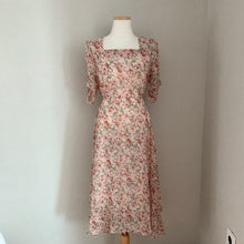 Load image into Gallery viewer, Pink Chiffon Elegant Print Floral Dress Women Summer Sweet Patchwork Dress Female Casual Party Holiday Outdoor Korean Dress 2021