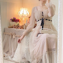 Load image into Gallery viewer, Pink Chiffon Fairy Dress Women Lace Patchwork Elegant Party Midi Dress Female High Street Sweet Casual Puff Sleeve Dress 2021