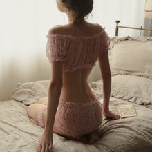 Load image into Gallery viewer, Pink Lace Hollow Backless Sleeveless Women&#39;s Pajamas Mini Home Temptation Set Pijama Mujer Sexy Spaghetti Strap Women Lingerie