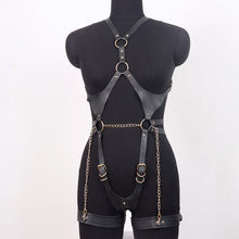 Load image into Gallery viewer, Pink Sexy Body Leather Harness BDSM Bondage Woman Fashion Harness Garter Belt Leather Bra Top Fetish Leg Chain Lingerie