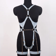 Load image into Gallery viewer, Pink Sexy Body Leather Harness BDSM Bondage Woman Fashion Harness Garter Belt Leather Bra Top Fetish Leg Chain Lingerie